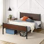 Tucker Bamboo and Metal Platform Bed Frame with Headboard and Footboard Brown - Zinus
