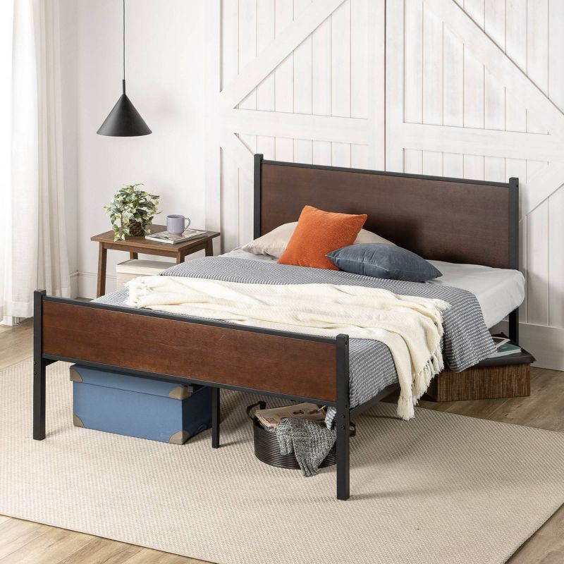 Tucker Bamboo and Metal Platform Bed Frame with Headboard and Footboard Brown - Zinus, 1 of 9
