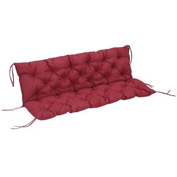 Outsunny Tufted Bench Cushions for Outdoor Furniture, 3-Seater Replacement for Swing Chair, Patio Sofa/Couch, Overstuffed w/ Backrest, Wine Red
