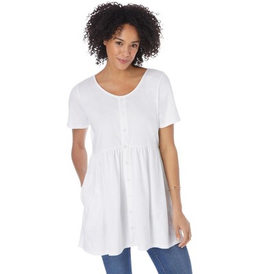 Woman Within Plus Size Short-Sleeve Empire Waist Tunic