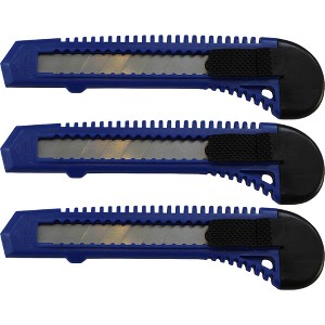 MotoProducts Bulk 6" Box Cutters Blue with Snap-Off Blades and Safety Locks - 1 of 3
