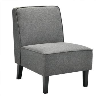 Tangkula Modern Armless Accent Chair Fabric Single Sofa w/ Rubber Wood Legs Grey