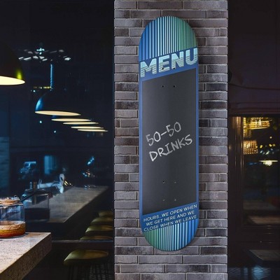 Vertical Blue and Green Skateboard Chalkboard Wall Decor
