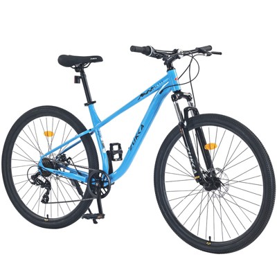 Aukfa 29-Inch Adult and Youth 8-Speed Steel Frame Mountain Bike with Front Suspension, All-Terrain Tires and Dual Disc Brakes