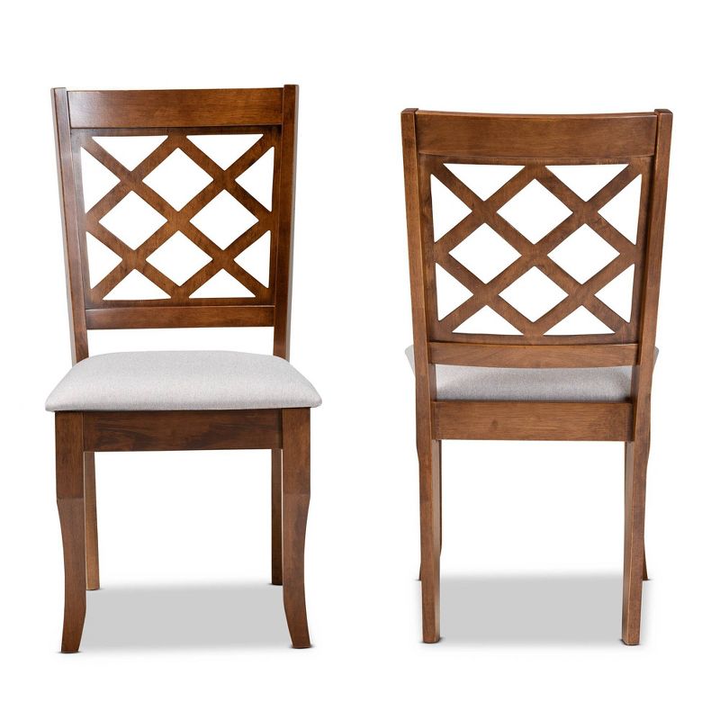Set of 2 Verner Dining Chairs Gray/Walnut - Baxton Studio: Upholstered, Armless, Wood Frame, Contemporary Design, 3 of 9