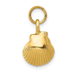 Black Bow Jewelry 14k Yellow Gold Open Back Seashell Charm or Pendant, 10mm (3/8 Inch) - 1 of 4