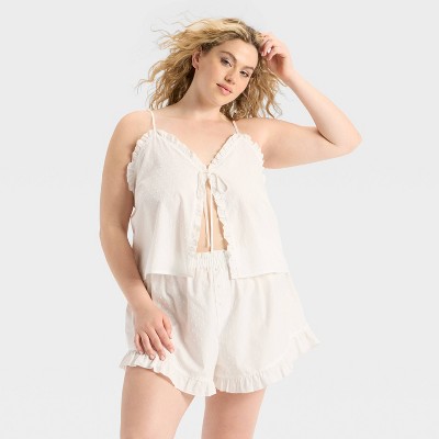 Women's Poplin Polka Dot Tank Top and Shorts Pajama Set - Colsie™