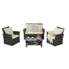 4-Piece Outdoor Patio Rattan Conversation Sofa Set with Tempered Glass Coffee Table - 3 of 4