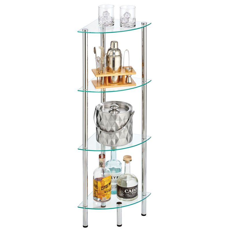 mDesign Glass Corner 4-Tier Storage Organizer Tower Cabinet, 4 of 11