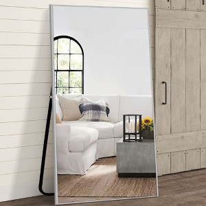 SpassWay Black/Gold/Silver Metal Full Length Mirror Accent Wall Mirror Freestand Mirror with Bracket - 1 of 4