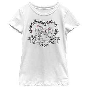 Girl's Aristocats Thomas and Duchess Purrfect Pair Heart T-Shirt - 1 of 4