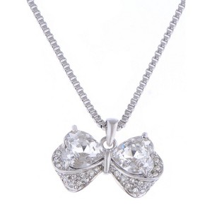 Anna-Kaci Women's Curved Teardrop Crystal Pendant Necklace, Elegant Design with Adjustable Chain, Perfect for Special Occasions - Tear Drop - 1 of 4