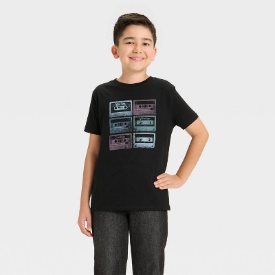 Boys' Short Sleeve Cassette Tape Graphic T-Shirt - Cat & Jack™ Black