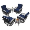 UPHA 6-Piece Patio Outdoor Wicker Swivel Rocking Chair Set with Side Table and Cushions - 2 of 4