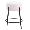 Shearling Fabric Counter Stool 24.2"H, Ivory & Black Finish With Powder-Coated Steel Frame (Set of 2) by Zuo Modern - 4 of 4