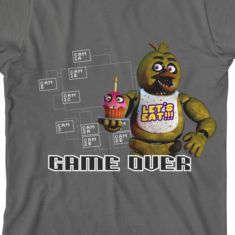 Five Nights At Freddy'S Chica Game Over Junior's Charcoal Tee Shirt, 2 of 3