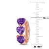 EVERLY JEWELRY | Rose Plated Sterling Silver 2-3/8 CT TGW Heart Shape Amethyst Hoop Earrings - 2 of 4