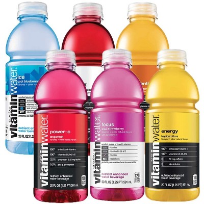 Vitamin Water - Revive, Focus, Essential, Xxx, Energy, Ice, Power C, 20 Oz Bottle, Variety Pack, Flavors May Vary (Pack of 24)