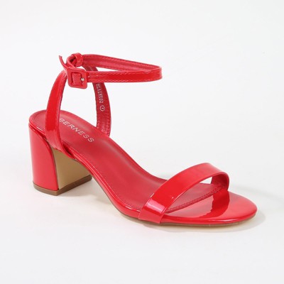 Berness Women's Elaine Patent Ankle Strap Block Heels