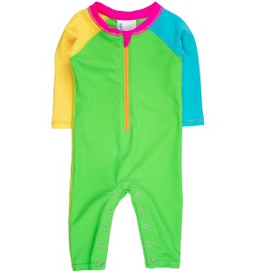 RuggedButts Baby Boys Full Length Long Sleeve Rash Guard One Piece Swimsuit - 1 of 2