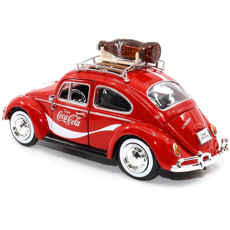 1966 Volkswagen Beetle Red "Enjoy Coca-Cola" with Roof Rack and Accessories 1/24 Diecast Model Car by Motor City Classics, 4 of 7