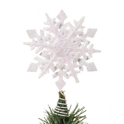 Raz Imports 5.25" White Iridescent Glittered Mini Star Christmas Tree Topper - Unlit