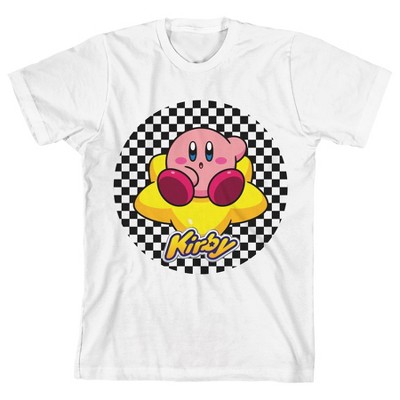 Bioworld Kirby With Checkered Background Youth White Graphic Tee