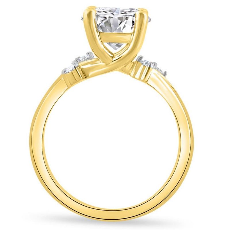 Pompeii3 2 5/8Ct Moissanite & Diamond Twist Engagement Ring in 10k Yellow Gold, 3 of 6