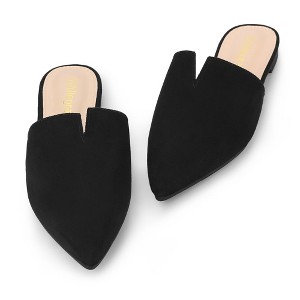 Allegra K Women's Pointed Toe Loafers V Shape Flat Slides Mules - 1 of 4