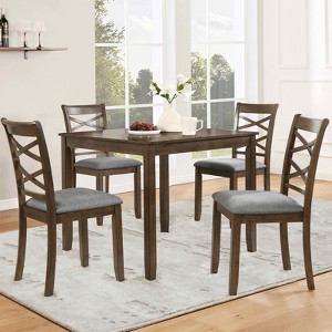MAYEERTY Set of 4 Wooden Dining Chairs, Padded Upholstered Seat, Dining Room Living Room, Gray - 1 of 4