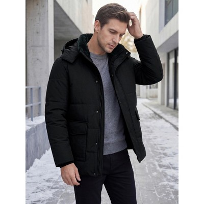 Мужские куртки INSPIRE CHIC Men's Winter Long Sleeve Zip Outerwear Hooded Winter Jacket Coat Medium Black — фото 2