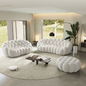 WJSHome Bubble Sofa Curved Couch Set, Breathable Mesh Fabric Modular Sectional Sofa (2 Seater, 3 Seater, Ottoman) - 1 of 4