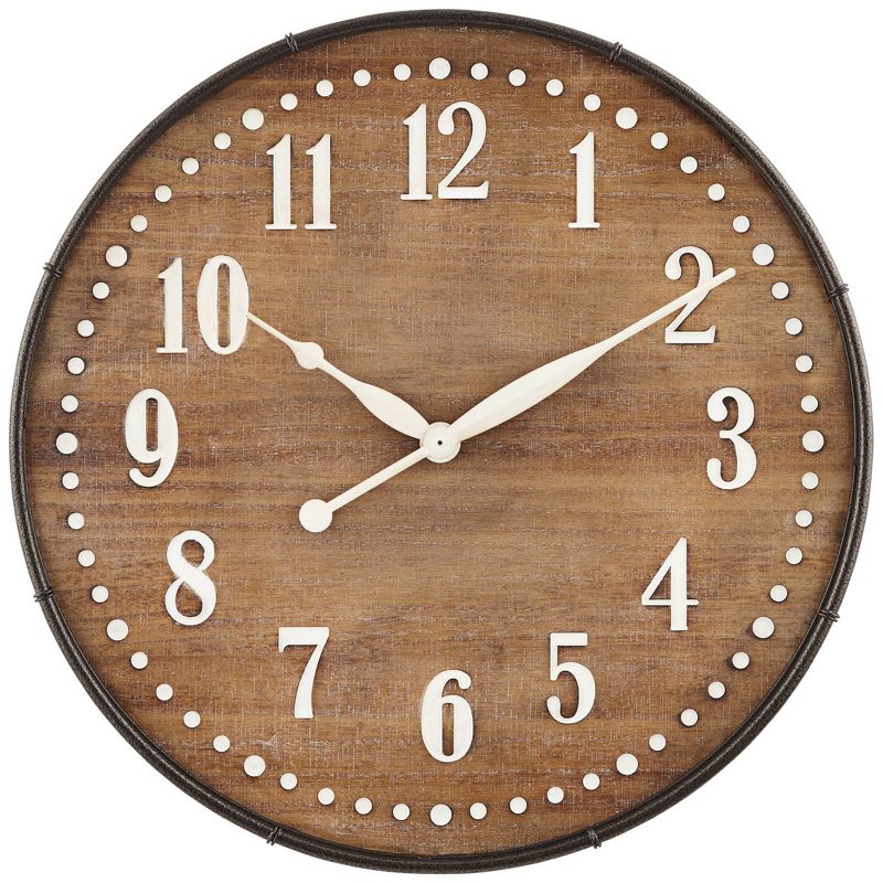 River Parks Studio Sweetwater 23 3/4" Round Matte Wood Grain Brown Wall Clock, 1 of 8