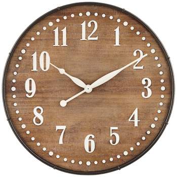 River Parks Studio Sweetwater 23 3/4" Round Matte Wood Grain Brown Wall Clock