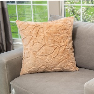 HGTV Triple Jacquard Carved Faux Fur Pillow Autumn Bliss Snowbound 22 x 22 inches - 1 of 4