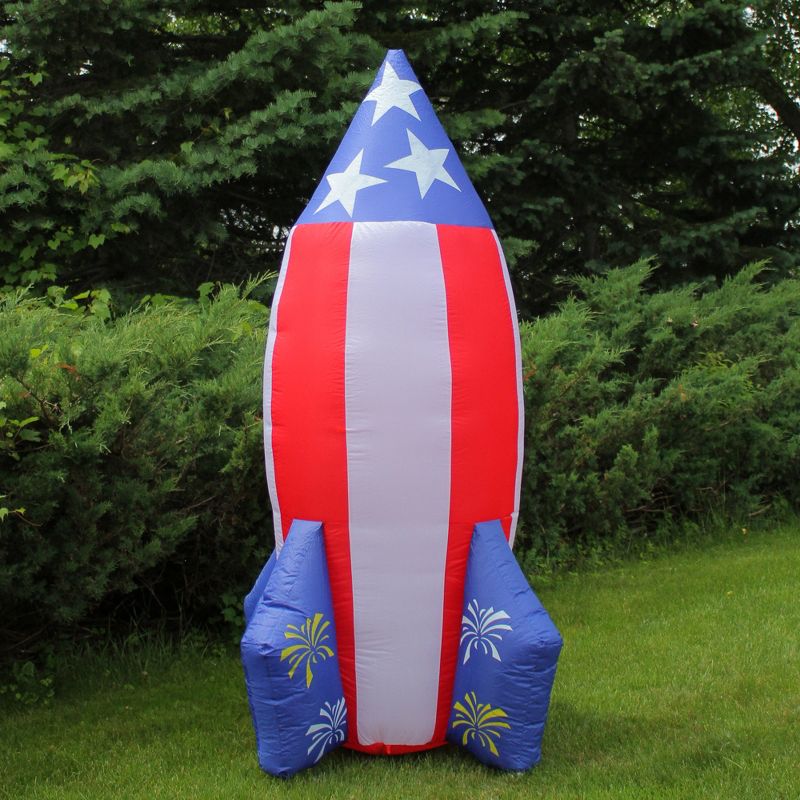 Northlight 8' Inflatable LED Lighted 4th of July Americana Rocket Outdoor Yard Decoration, 2 of 3