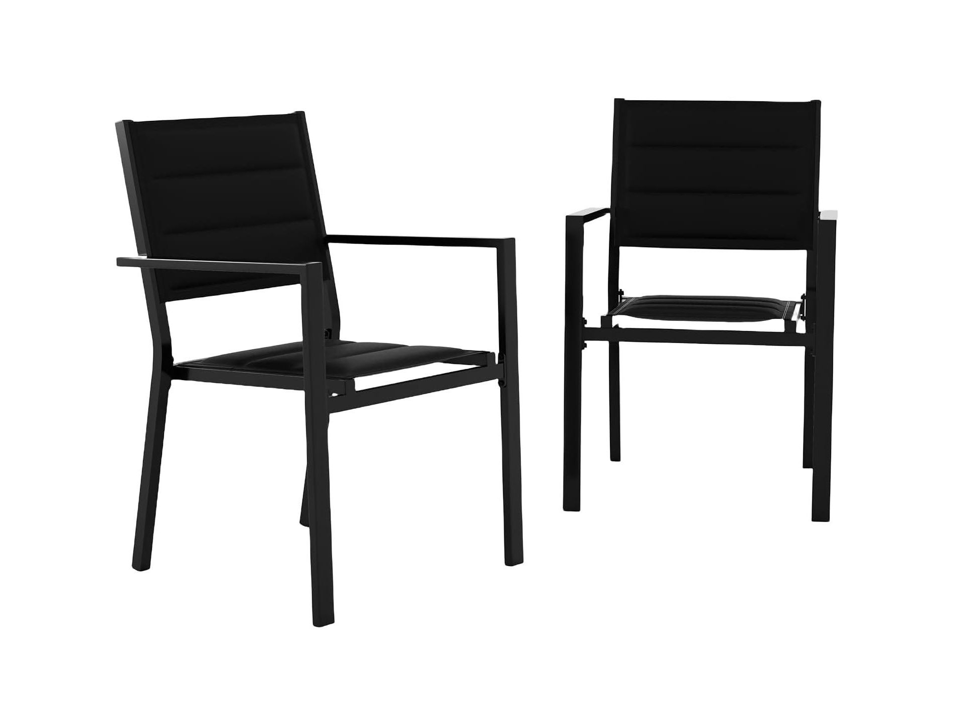 2-Piece Aluminum Stacking Armrest Dining Chairs - Lightweight, Durable, Comfortable, Weather Resistant, Stackable