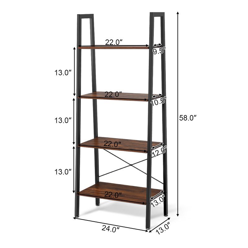 Tangkula 4-Tier Ladder Bookshelf Display Ladder Rack Free-Standing Plant, 4 of 10