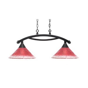 Toltec Lighting Bow 2 - Light Island Pendant Light in  Black Copper with 12" Raspberry Crystal Shade - 1 of 1