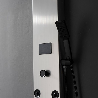 Brushed Nickel 8-Spray Rain Shower Panel System with Handheld Wand