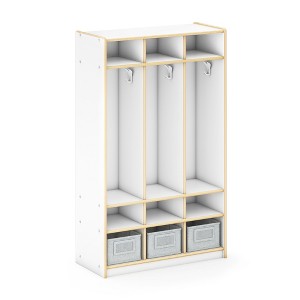 Guidecraft EdQ 3-Section Wooden Storage Locker for Classroom, Kids Cubby Organizer with Shelves and Hooks for Coats - 1 of 4