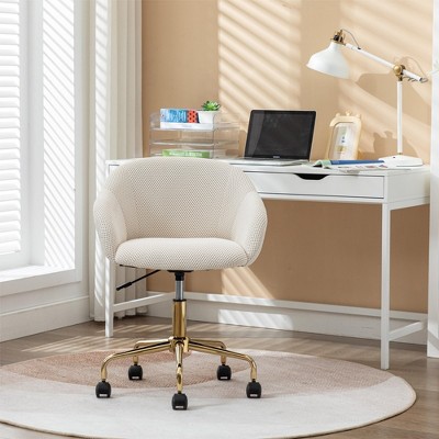 Mesh Fabric Home Office 360°Swivel Chair Adjustable Height With Gold Metal Base