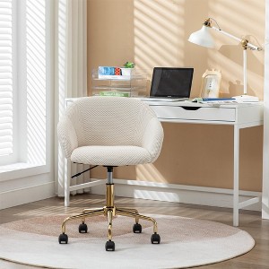 Mesh Fabric Home Office 360°Swivel Chair Adjustable Height With Gold Metal Base - 1 of 4