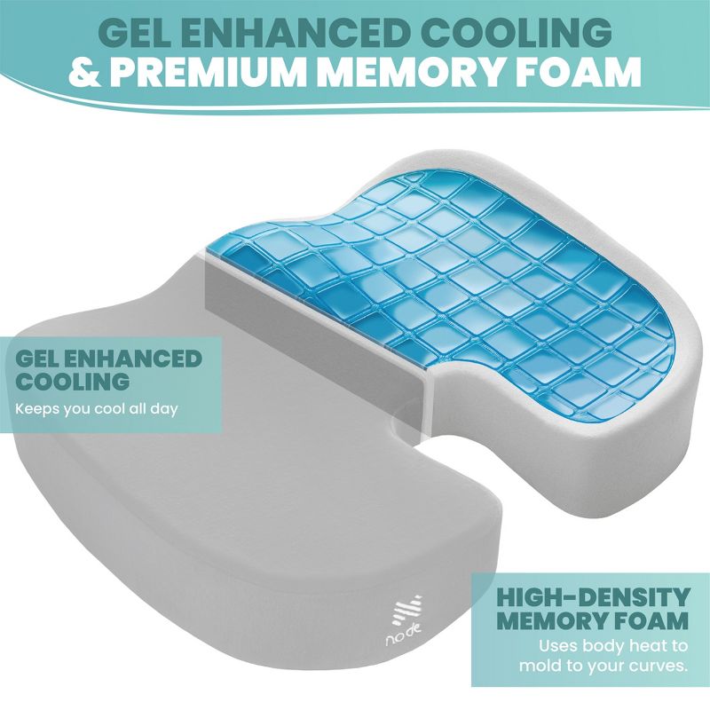 Node Gel-Enhanced Memory Foam Seat Cushion, Velour Ergonomic Orthopedic Comfort Pad, Ideal Pillow for Office Desk Chair, Wheelchair, Car & Truck, 2 of 8