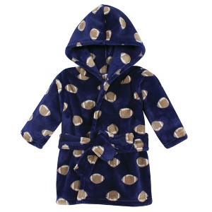 Hudson Baby Infant Boy Plush Animal Face Bathrobe, Football, 0-9 Months - 1 of 2