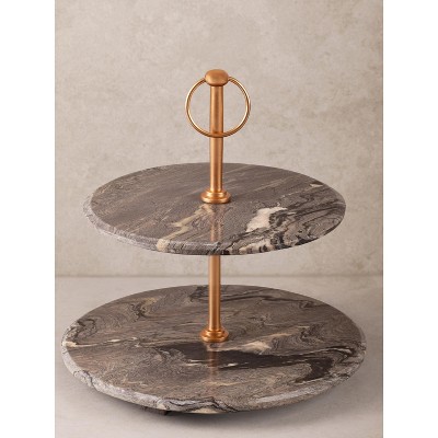 Heavenly Brown Onyx Two-Tier Cake Stand