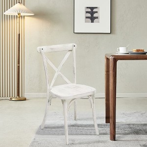 Modern Minimalist Dining Chairs Set Of 4, Resin Cross Back Chair With Curved Support Legs - 1 of 4