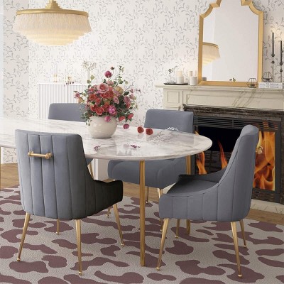 UNISOAR  Accent Chair Velvet Upholstered Side Dining Chairs with Brushed Legs