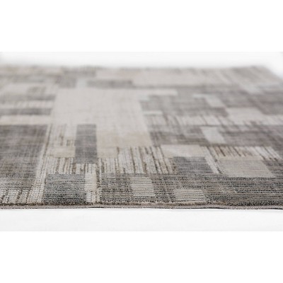 Gray Geometric Synthetic Rectangular Rug 118" x 94"