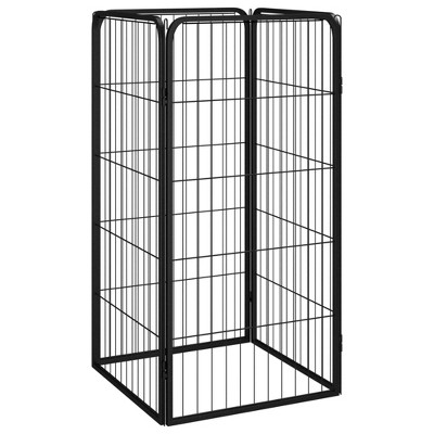 VidaXL Dog Playpen 4 Panels Black 19.7 in.x39.4 in. Powder-coated Steel